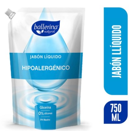 Ballerina Jabón Líquido Doble Humectación Hipoalergénico 750 ml