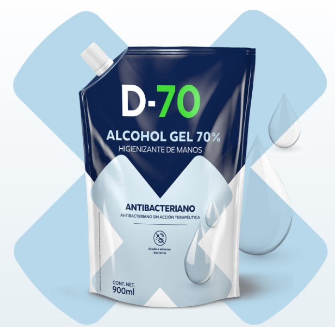 D-70 Alcohol Gel 70% Higienizante de manos 900 ml