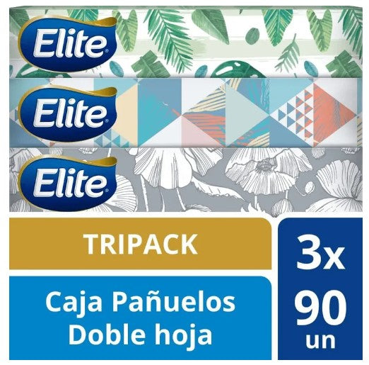 Elite Pañuelos Faciales Diseño 3 paq 90 un