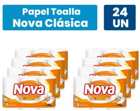 Manga Nova Toalla de Papel Clásica 24 rollos x 12 m